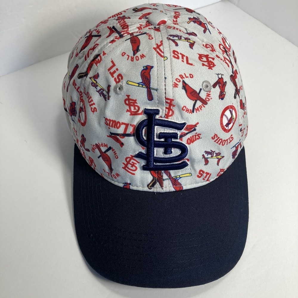 St Louis Cardinals Ball  Cap Hat Strap Back All Over Print Adjustable Red Gray